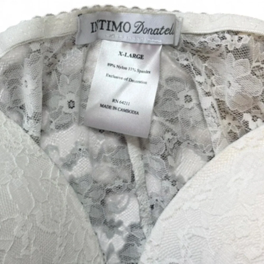 Intimo Donatella White‎ Floral Lace Babydoll Chemise, Women's Size XL.